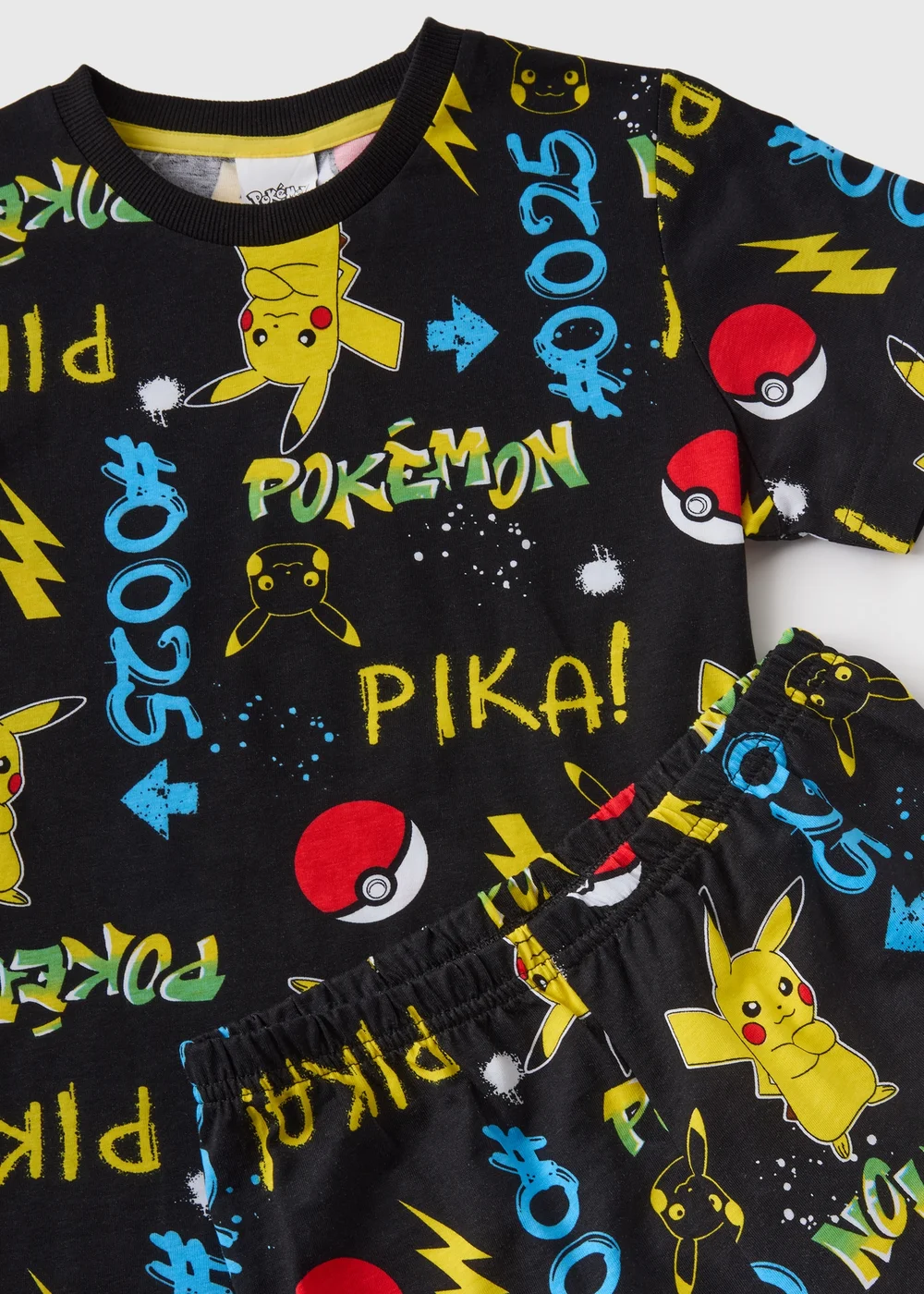 Kids Black Pokemon Pyjama Top & Shorts Set (5-12yrs) - Age 5 Years Image 2