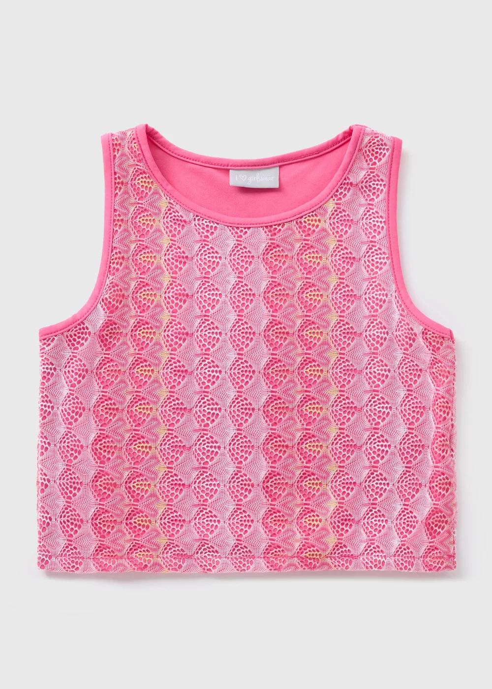 Girls Pink Lace Vest Top (7-15yrs) - Age 7 Years Image 1