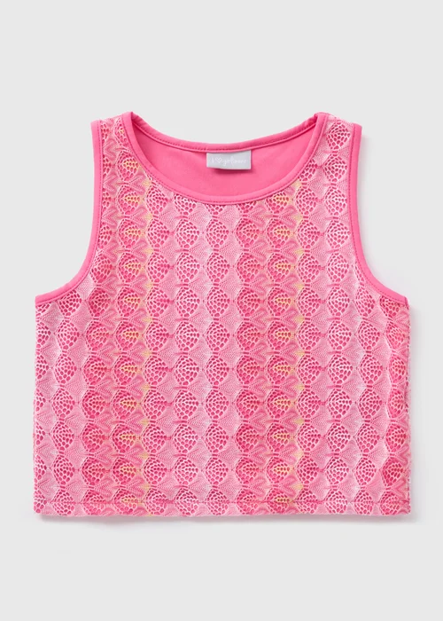 Girls Pink Lace Vest Top (7-15yrs) - Age 7 Years Image 1