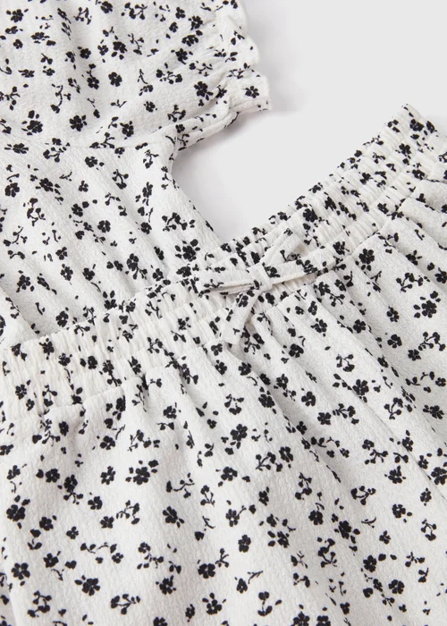 Girls Monochrome Floral Top & Short Set (7-13yrs) - Age 7 Years Image 2
