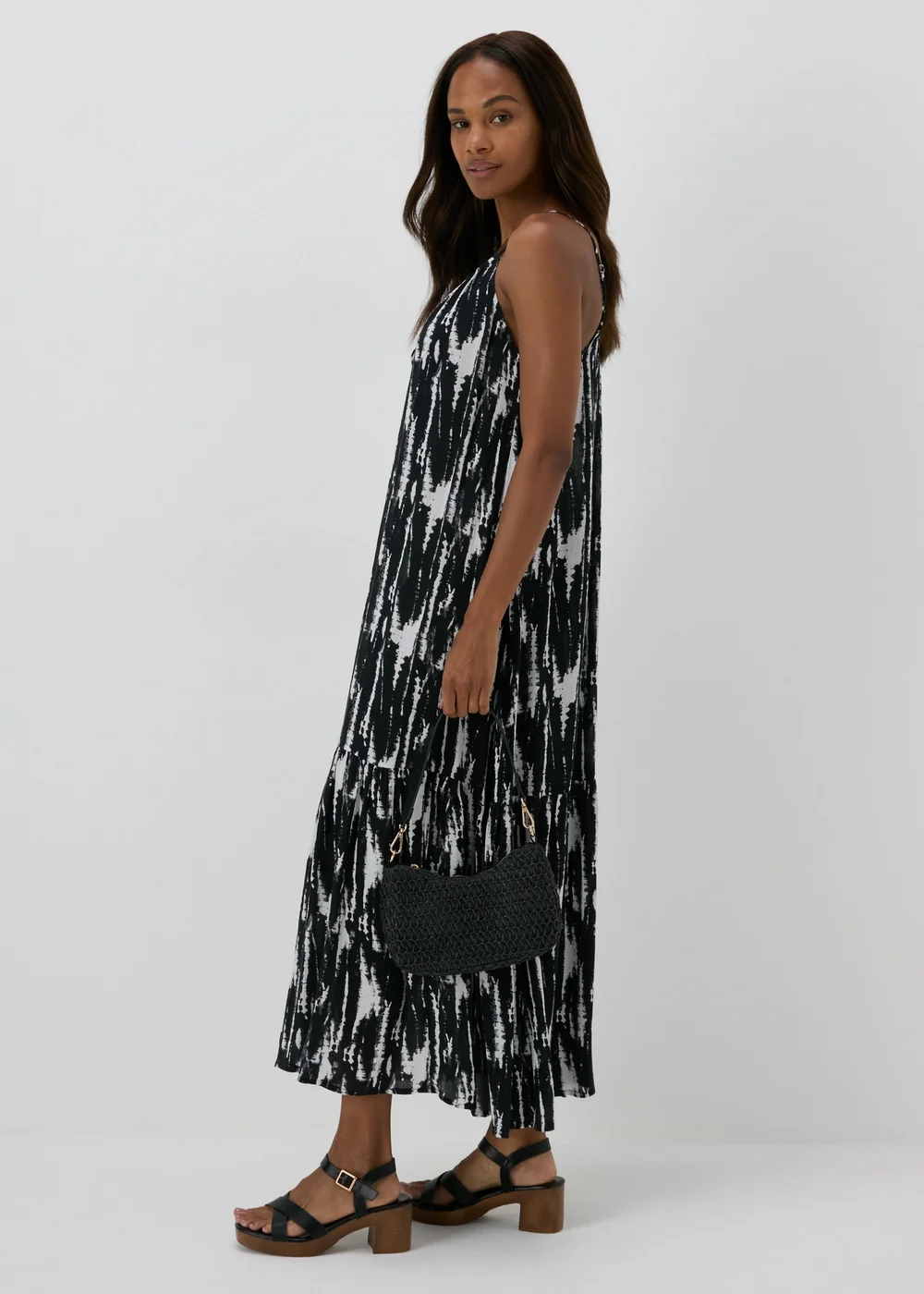 Black Printed Tiered Cami Dress - 8 Image 1