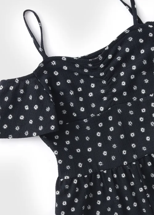 Girls Black Floral Playsuit (7-13yrs) - 7 Yrs Image 2
