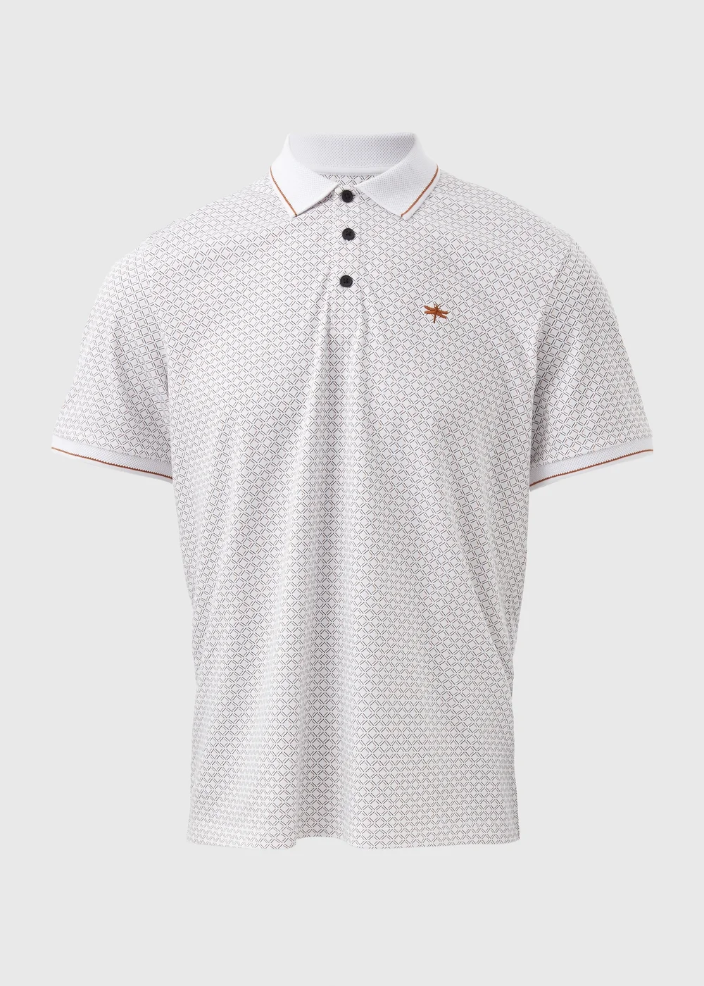 White Geometric Pattern Polo Shirt - S Image 5