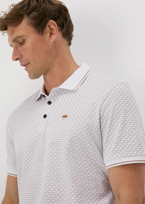 White Geometric Pattern Polo Shirt - S Image 3