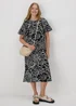 Et Vous Black Floral Puff Sleeve Midi Dress - 8 Image 4