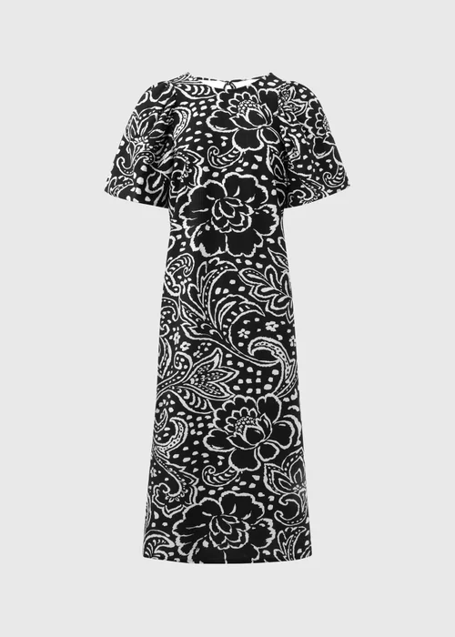 Et Vous Black Floral Puff Sleeve Midi Dress - 8 Image 5