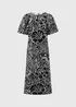 Et Vous Black Floral Puff Sleeve Midi Dress - 8 Image 5