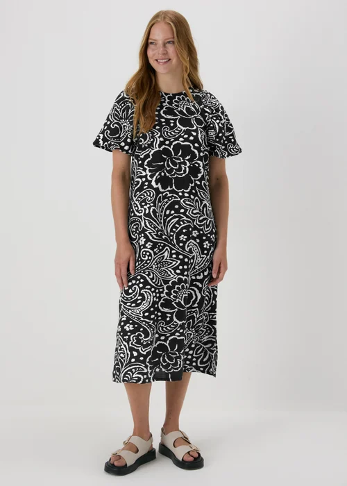 Et Vous Black Floral Puff Sleeve Midi Dress - 8 Image 1