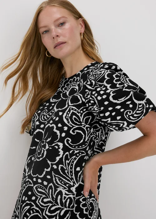 Et Vous Black Floral Puff Sleeve Midi Dress - 8 Image 3