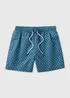 Navy Printed Swim Shorts - Small Image 1