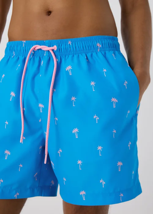 Blue Palm Tree Swim Shorts - Small Image 3