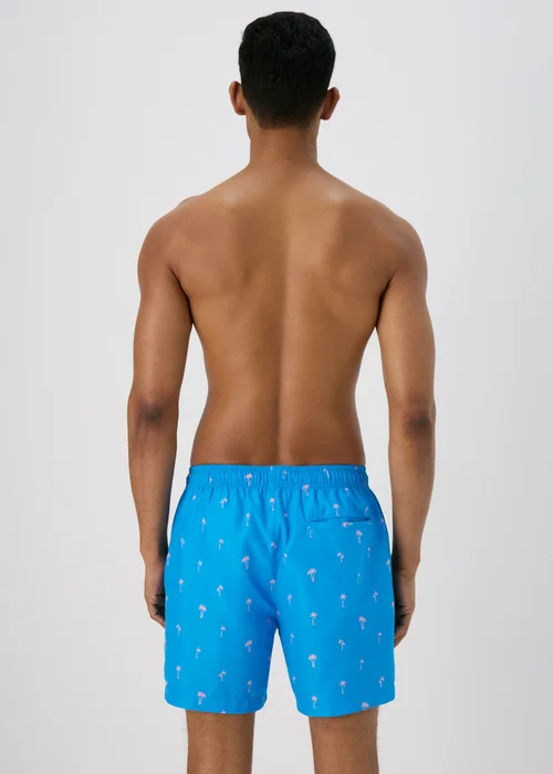 Blue Palm Tree Swim Shorts - Small Image 2
