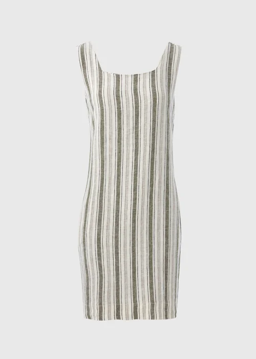 White Stripe Linen Mini Dress - 8 Image 5