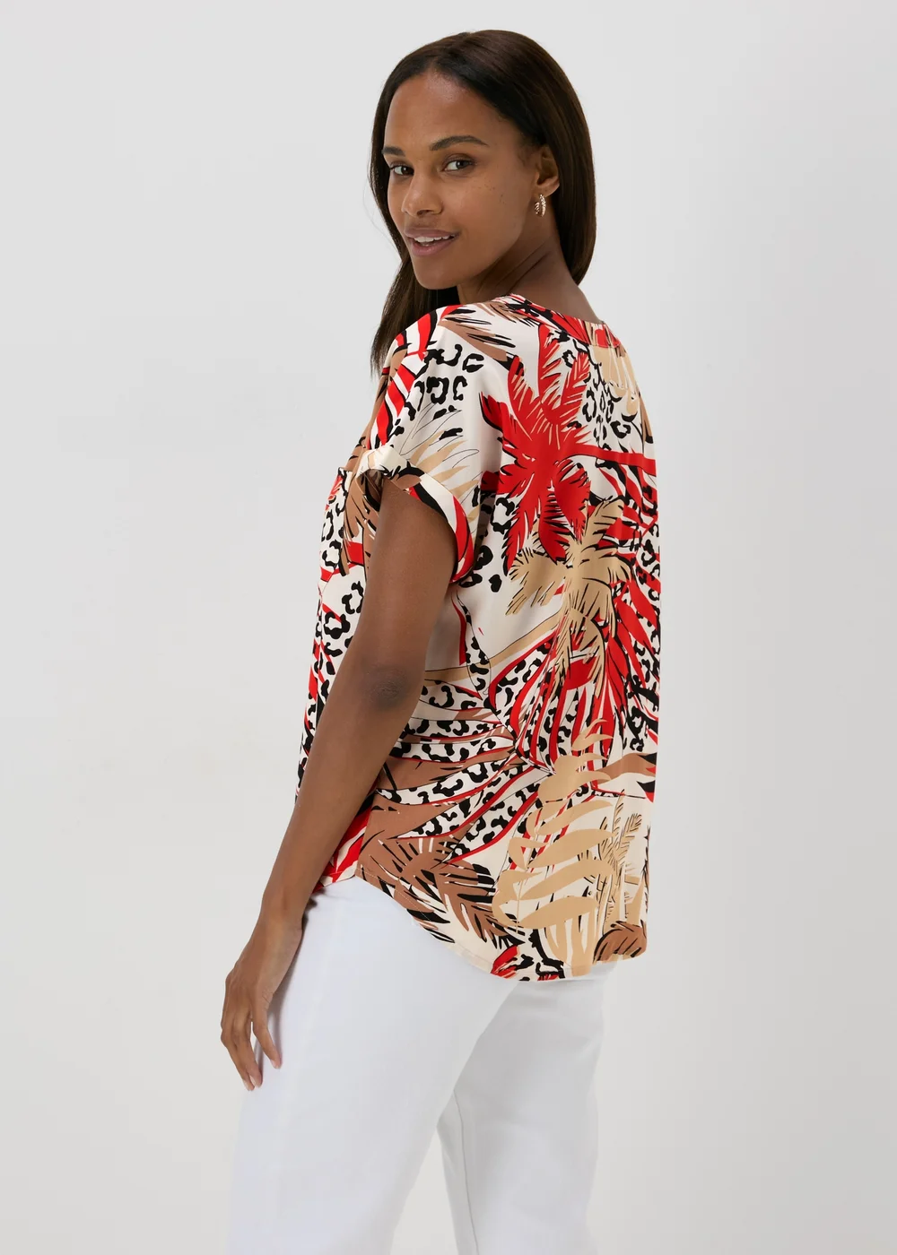 Multicolour Scarf Print Pocket Detail Box Top - 8 Image 2