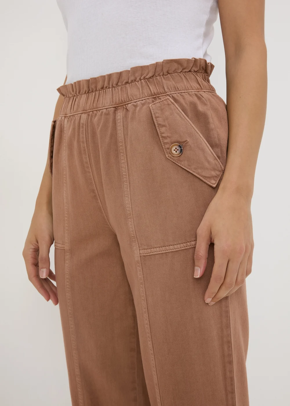 Brown Cotton Paperbag Trousers - 8 Image 3