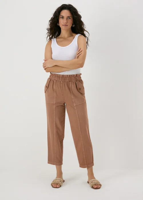 Brown Cotton Paperbag Trousers - 8 Image 1