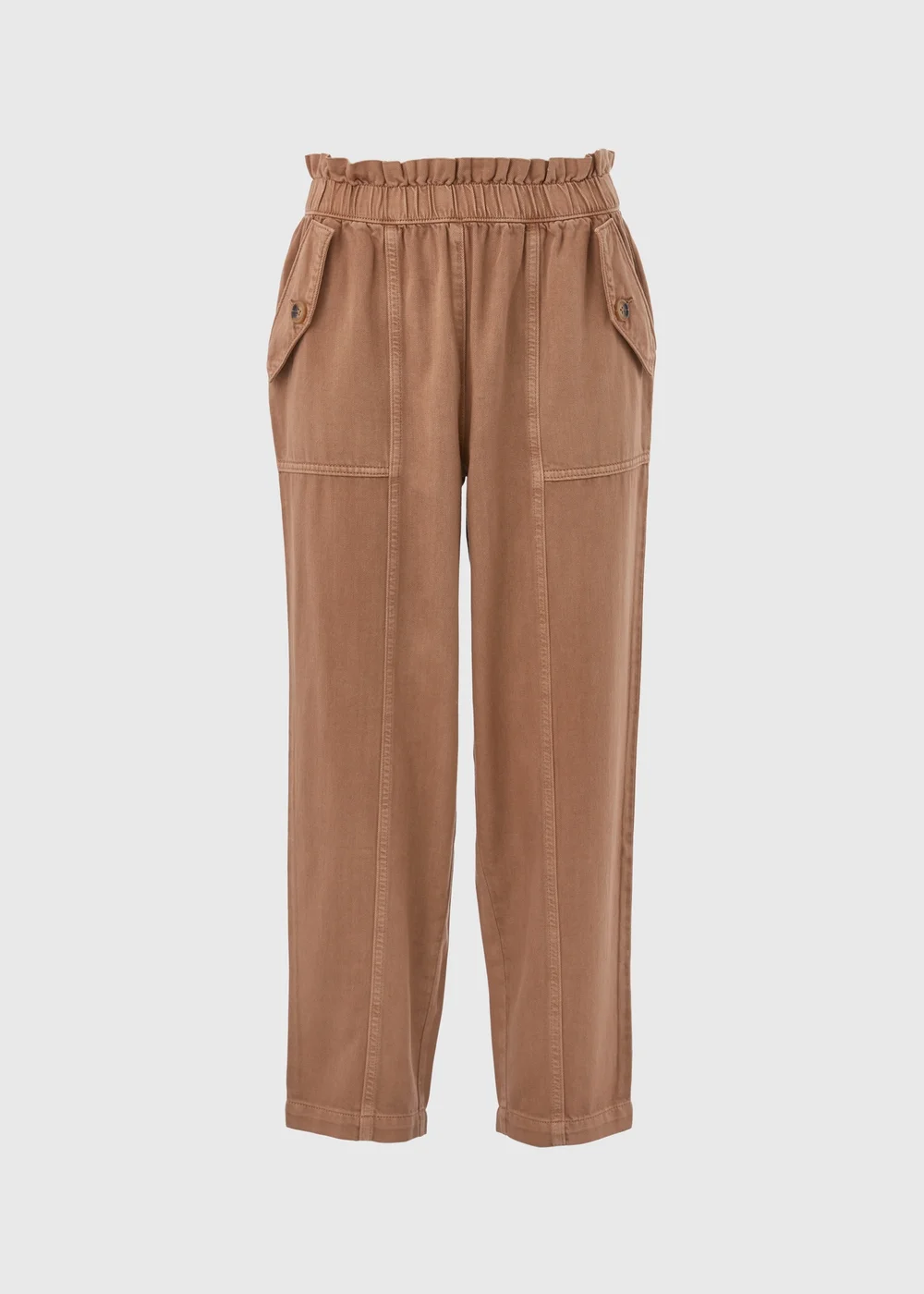 Brown Cotton Paperbag Trousers - 8 Image 5