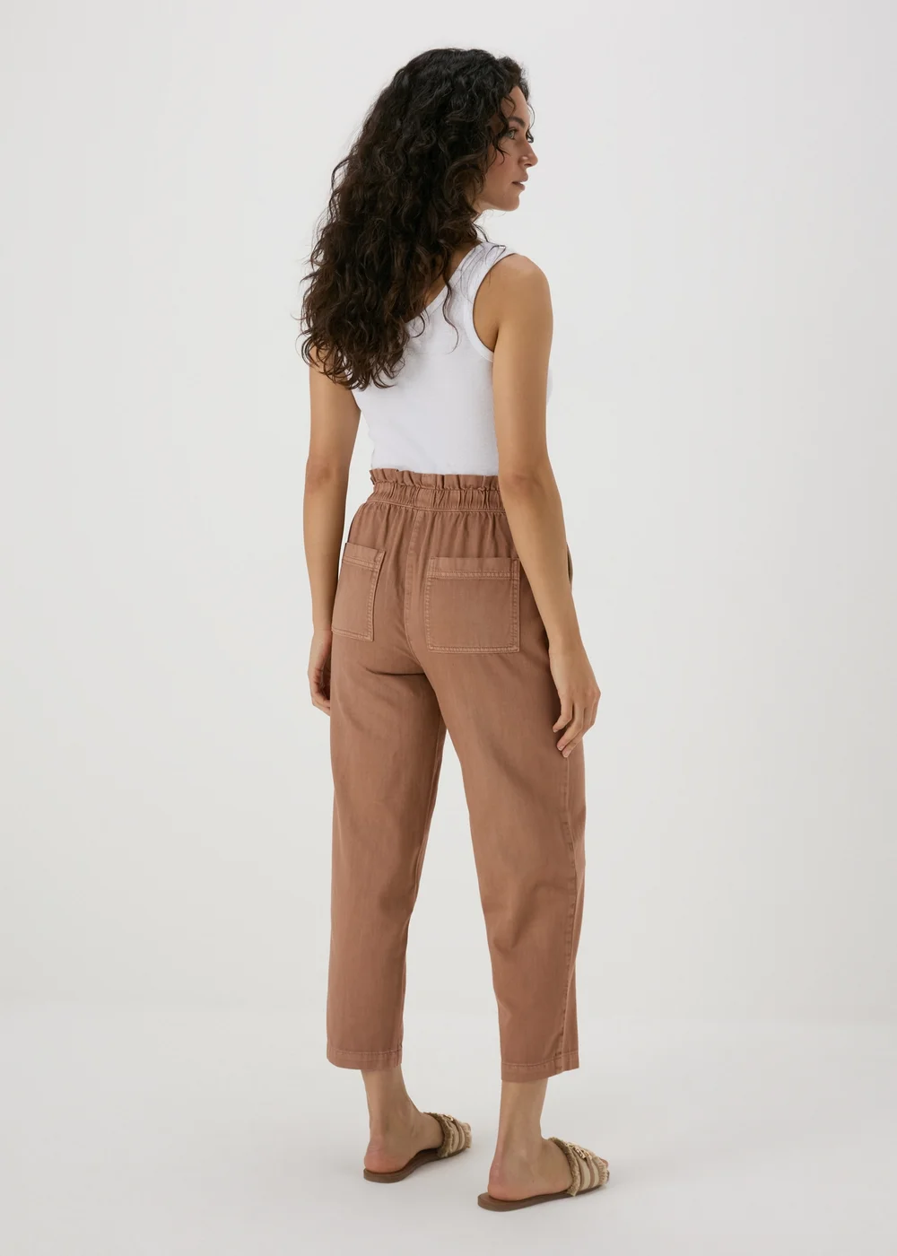 Brown Cotton Paperbag Trousers - 8 Image 2
