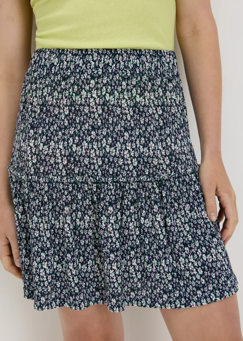 Navy Floral Tiered Mini Skirt - Size 8 Image 3