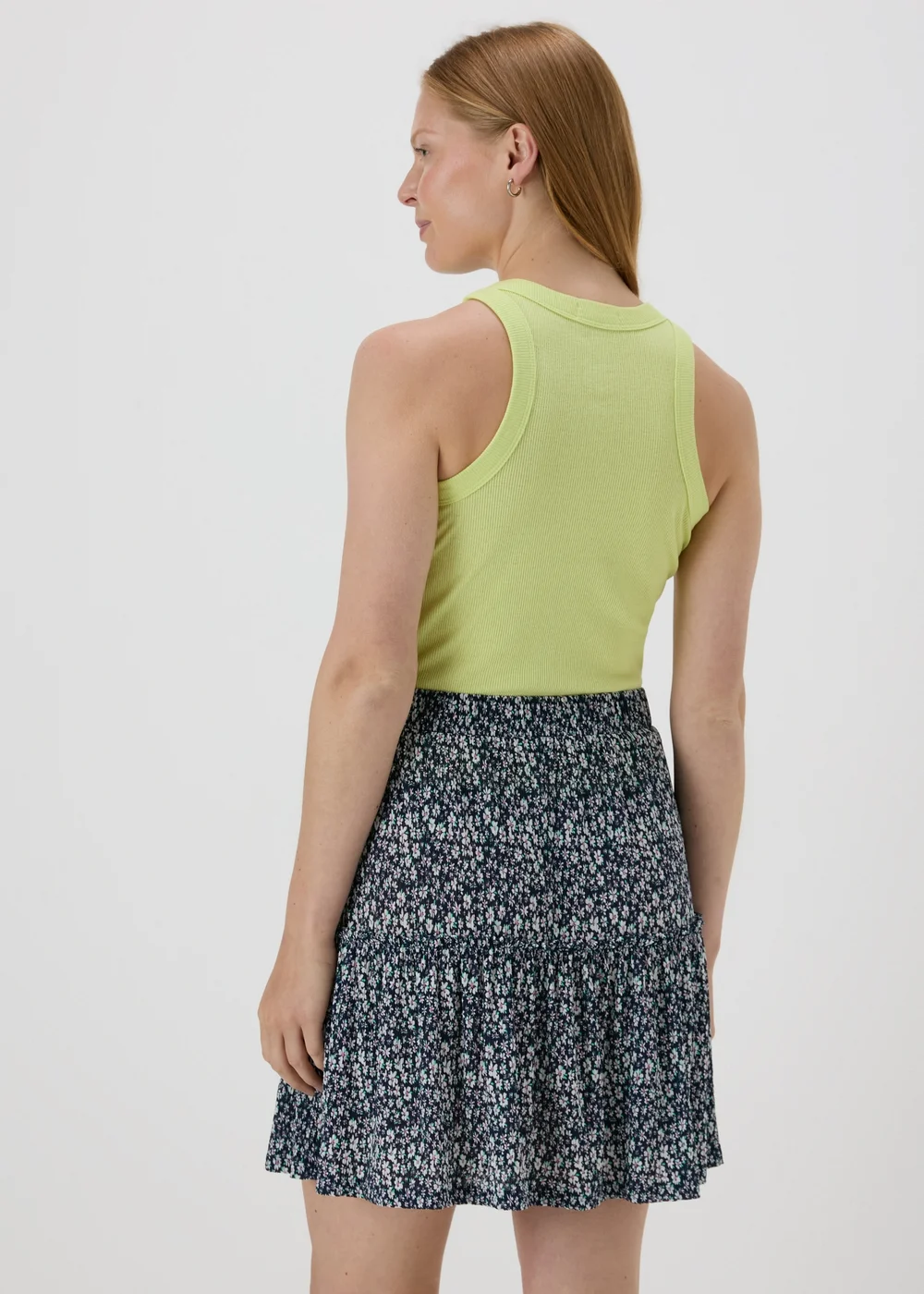 Navy Floral Tiered Mini Skirt - Size 8 Image 2