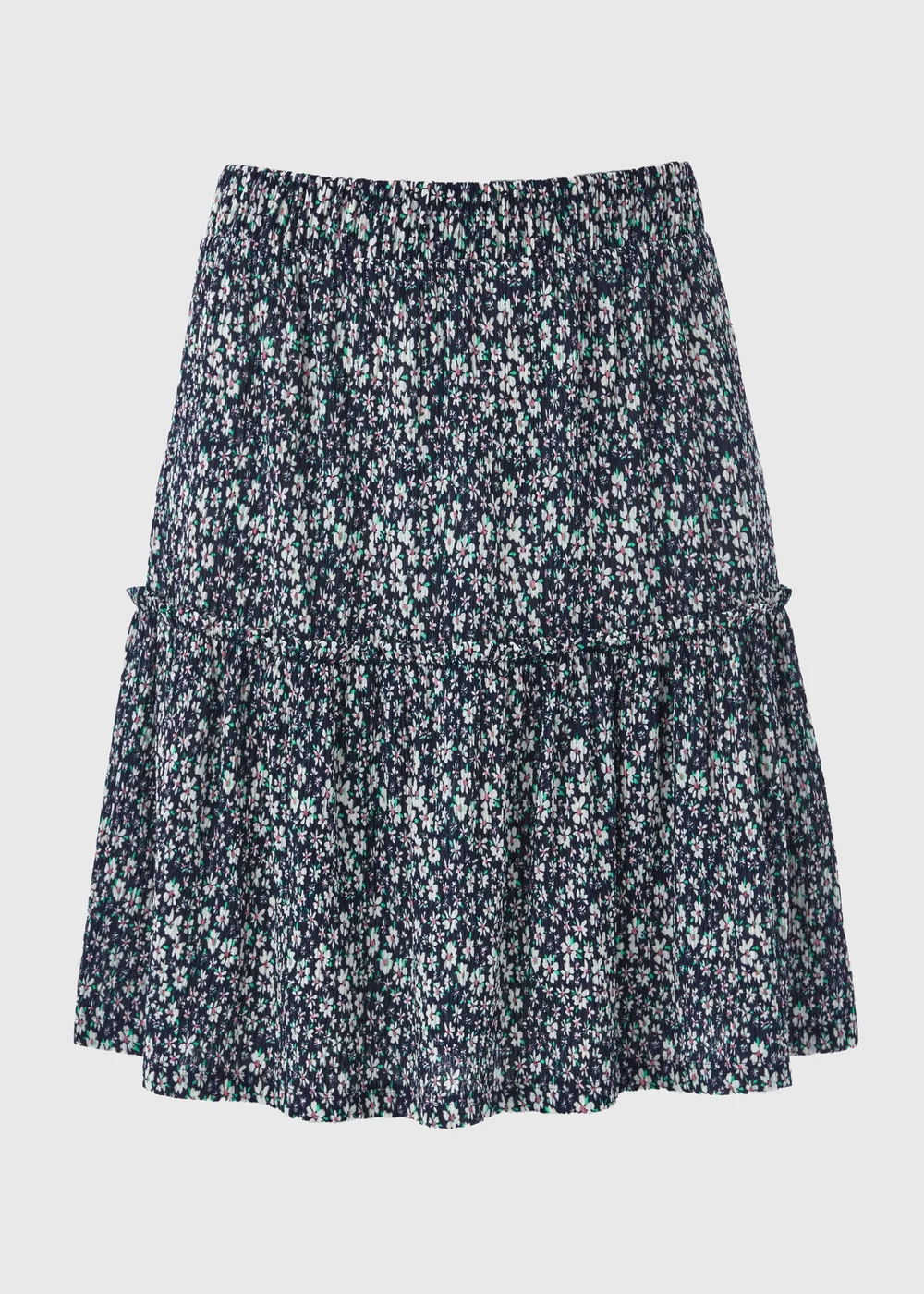 Navy Floral Tiered Mini Skirt - Size 8 Image 5