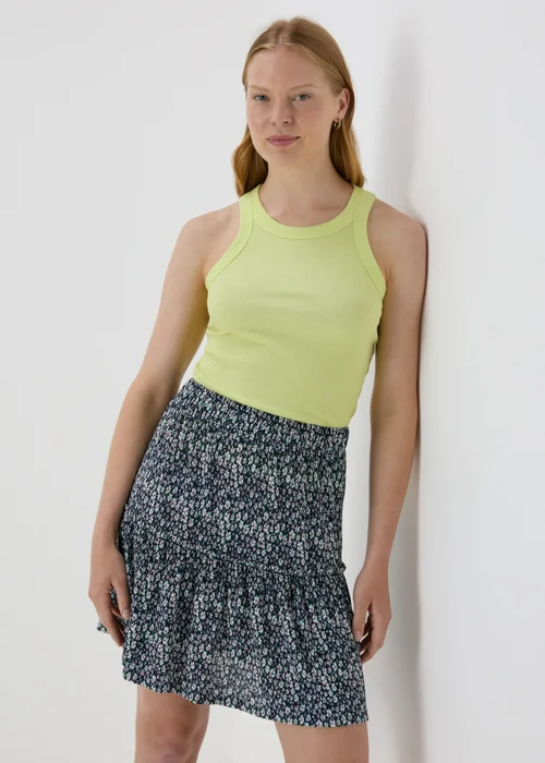 Navy Floral Tiered Mini Skirt - Size 8 Image 1