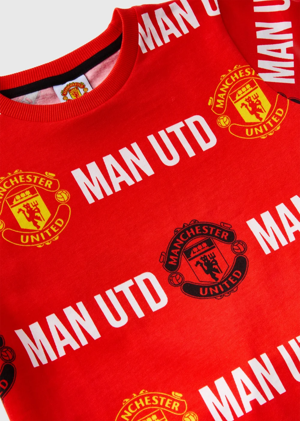 Manchester United Kids Red Top & Shorts Pyjama Set (4-13yrs) - Age 4 Years Image 2