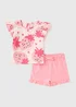 Baby Pink Strawberry Print Top and Short Set (Newborn-23mths) - Up to 1 Month Image 1