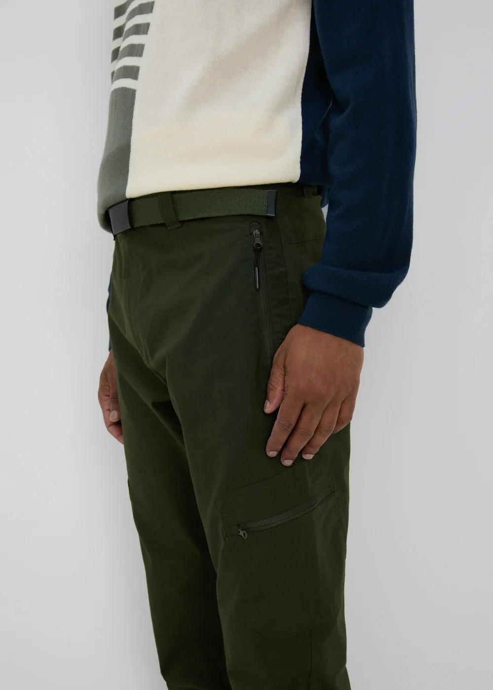 Khaki Belted Cargo Trousers - 30 waist Image 3