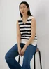 Navy Stripe Knitted V-Neck Vest - XS Image 4