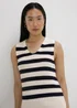 Navy Stripe Knitted V-Neck Vest - XS Image 3