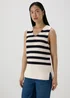 Navy Stripe Knitted V-Neck Vest - XS Image 1