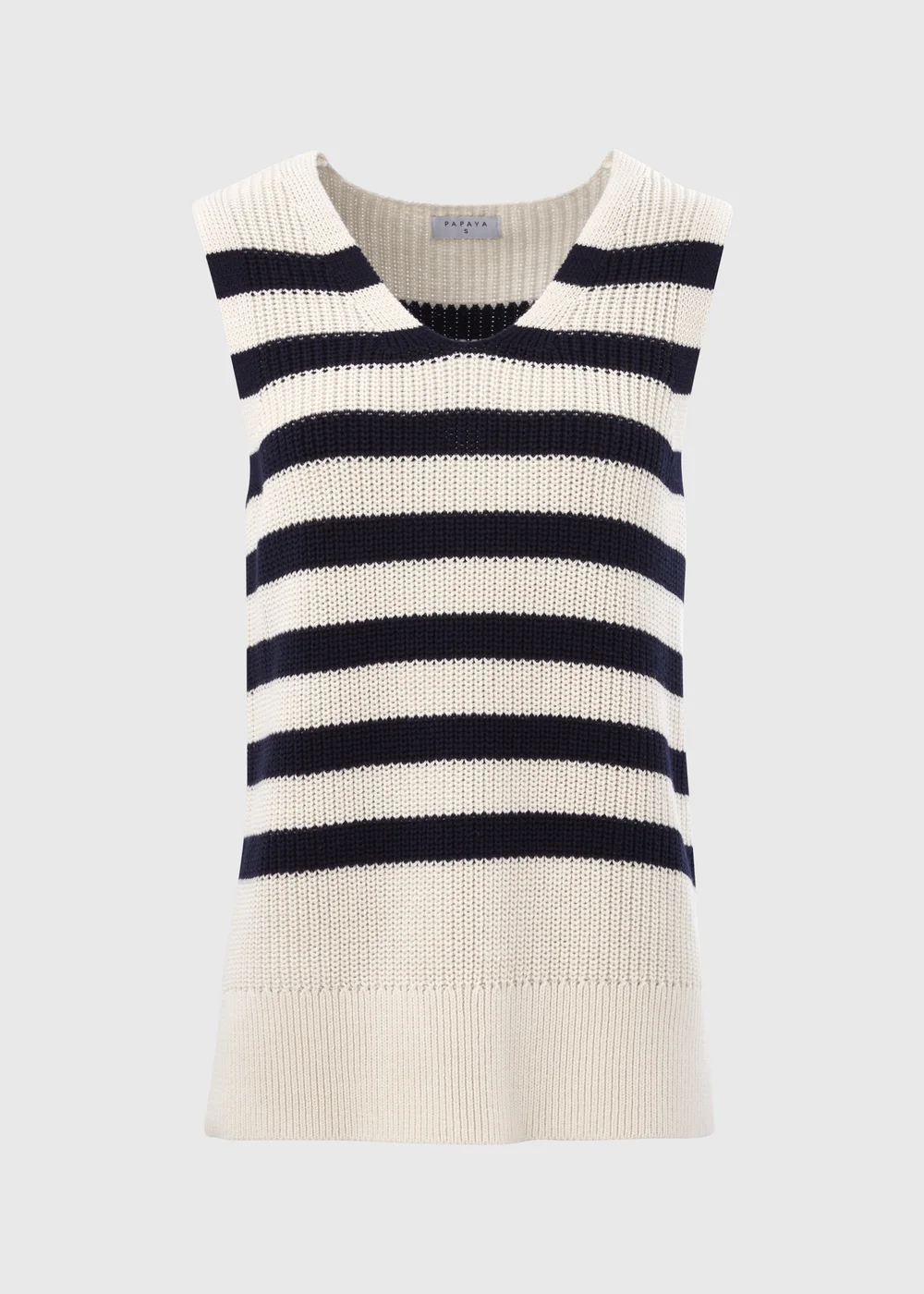 Navy Stripe Knitted V-Neck Vest - XS Image 5