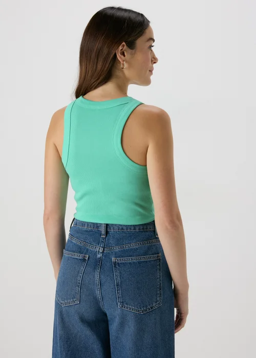 Mint Plain High Neck Ribbed Vest - Size 8 Image 2