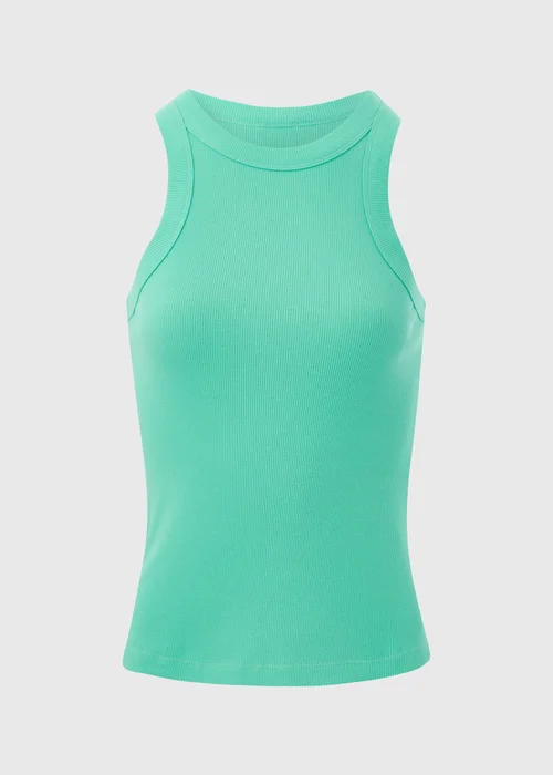 Mint Plain High Neck Ribbed Vest - Size 8 Image 5