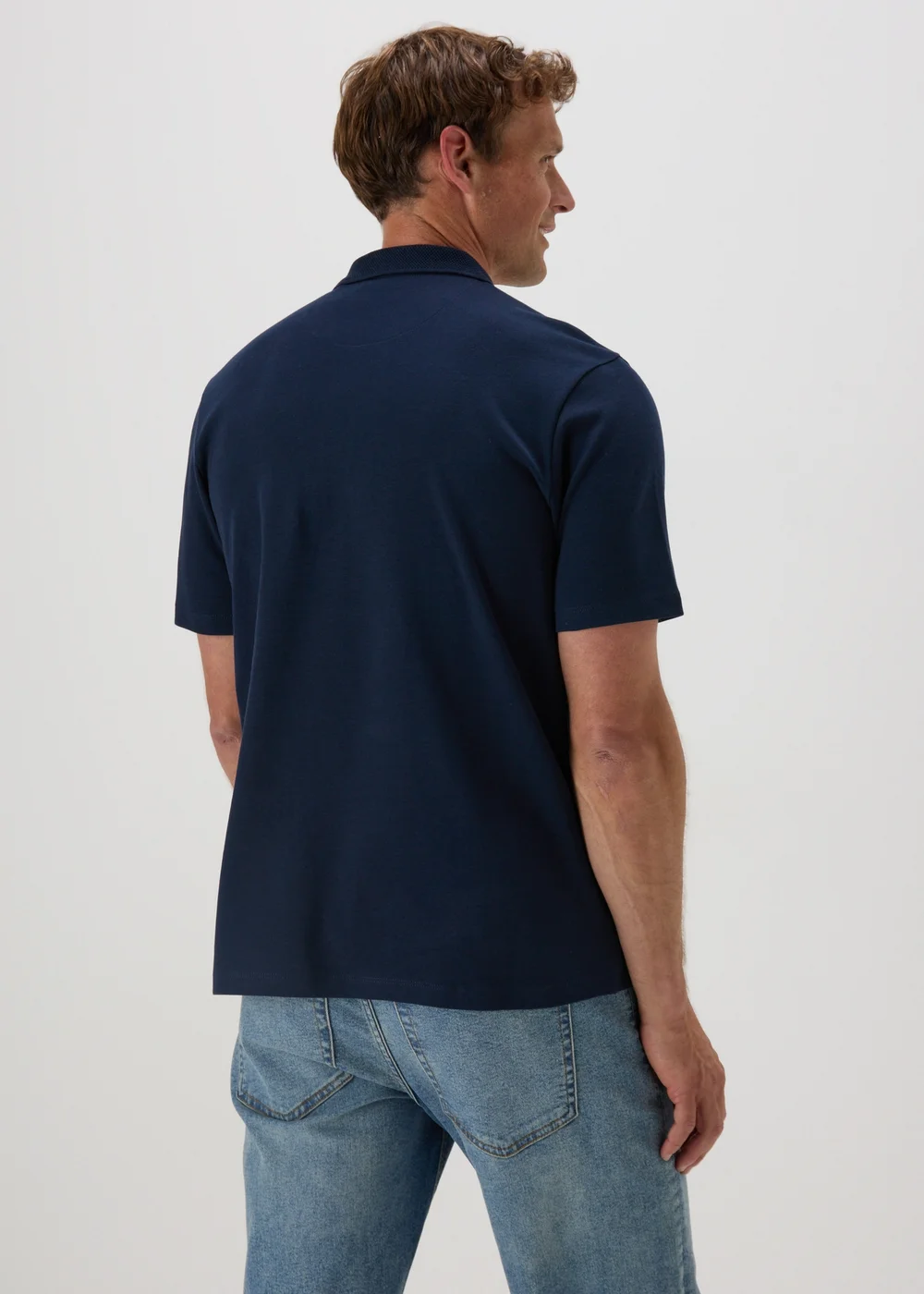 Navy Stripe Zip Polo Shirt - S Image 2