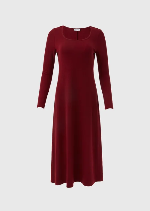 Burgundy Ribbed Scoop Neck Midi Dress - 8 Image 5