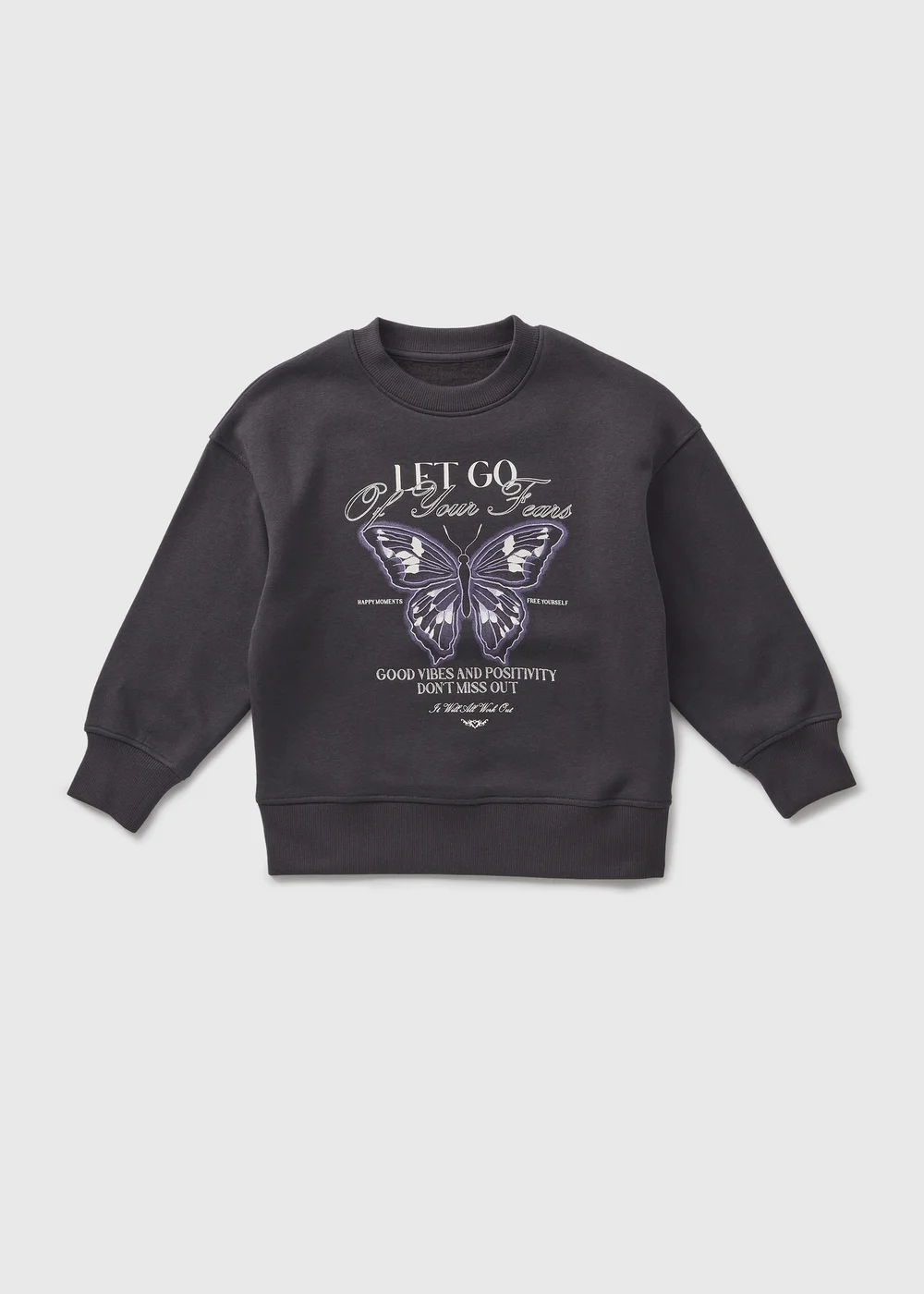 Girls Charcoal Butterfly Sweatshirt (7-15yrs) - 7 Yrs Image 1