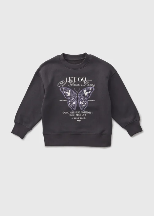 Girls Charcoal Butterfly Sweatshirt (7-15yrs) - 7 Yrs Image 1