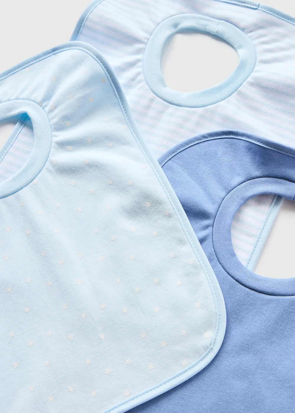 3 Pack Baby Blue Patterned Bibs - One Size Image 2