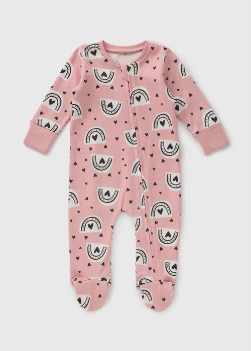 Baby Pink Rainbow Sleepsuit (Newborn-18mths) - Age 0 - 3 Months Image 1