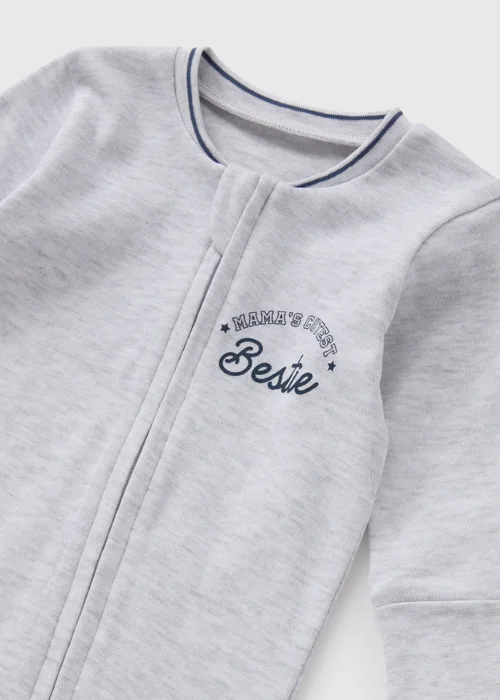 Baby Grey Zipped Sleepsuit (Newborn-18mths) - Age 0 - 3 Months Image 2