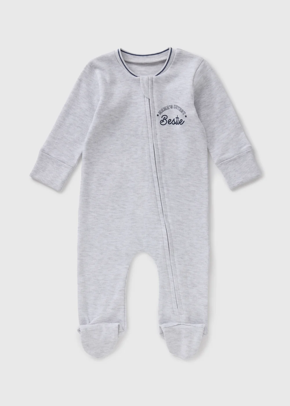Baby Grey Zipped Sleepsuit (Newborn-18mths) - Age 0 - 3 Months Image 1