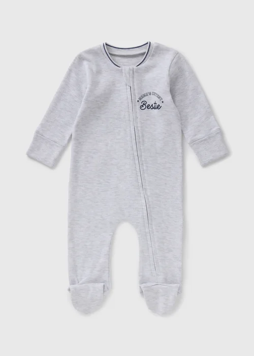 Baby Grey Zipped Sleepsuit (Newborn-18mths) - Age 0 - 3 Months Image 1
