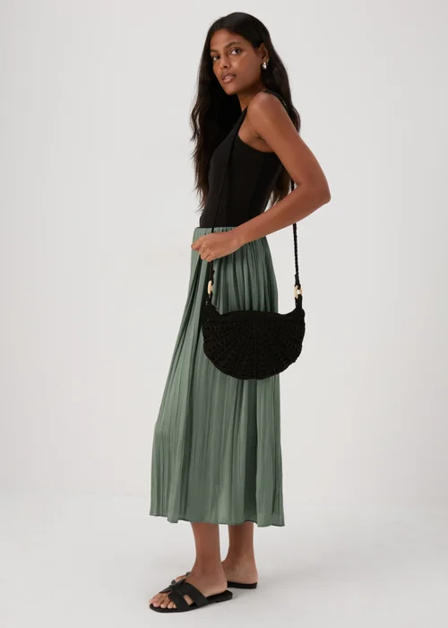 Green Crinkle Midi Skirt - 8 Image 4