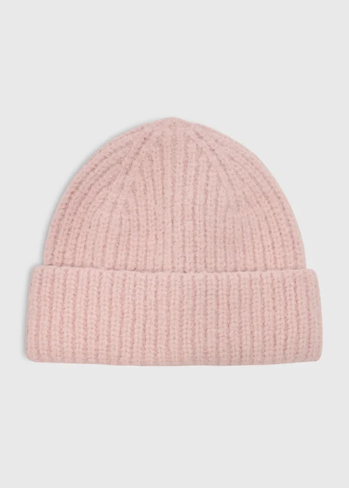 Pink Ribbed Beanie - One Size Image 1