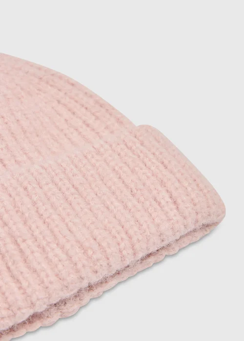 Pink Ribbed Beanie - One Size Image 2