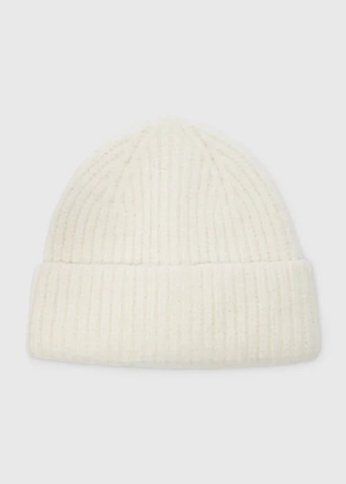 Cream Ribbed Beanie - One Size Image 1