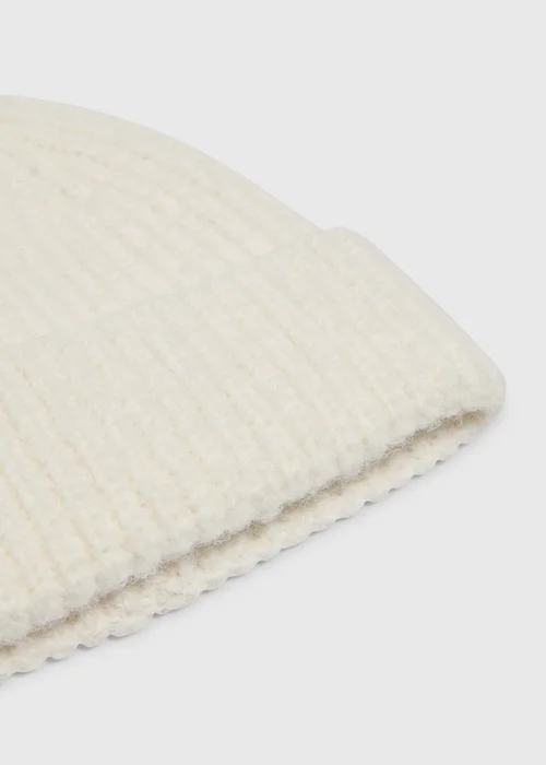 Cream Ribbed Beanie - One Size Image 2