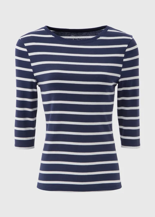 Navy Stripe 3/4 Sleeve T-Shirt - Size 8 Image 4